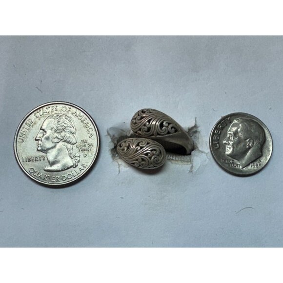 Estate Sterling Silver 925 Swirl Bypass Ring Size 7.5, 4.4g, Bali Style Marked - Picture 6 of 8